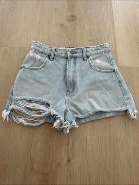 ROLLAS High Waist Light Blue Distressed Denim Women's Shorts 26